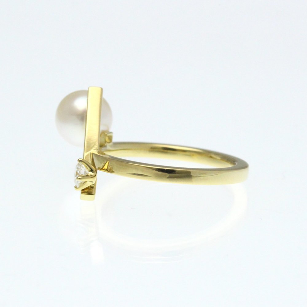 Tasaki Balance Cross Ring Yellow Gold (18K) Fashion Diamond,Pearl Band Ring Gold - Picture 2 of 10